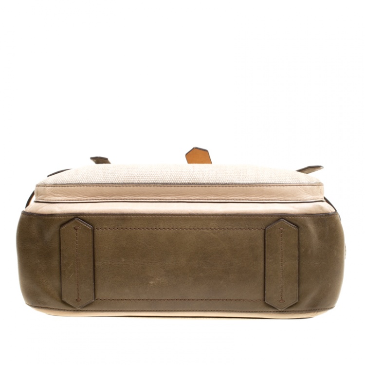 Pre Owned Reed Krakoff Beige Leather and Fabric Boxer Tote