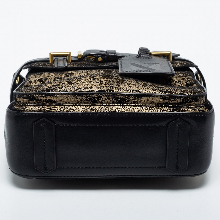 Pre Owned Reed Krakoff Black/Gold Suede and Leather Micro Boxer Tote