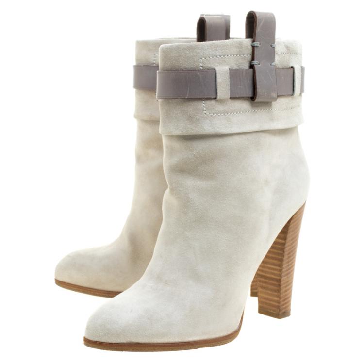 Pre Owned Reed Krakoff Grey Suede Ankle Boots Size 36.5