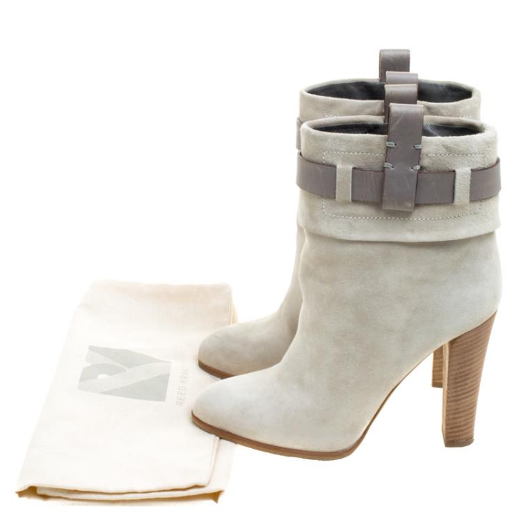 Pre Owned Reed Krakoff Grey Suede Ankle Boots Size 36.5