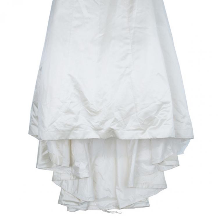 Pre Owned Reem Acra Delicate Floral Embellished Wedding Dress L