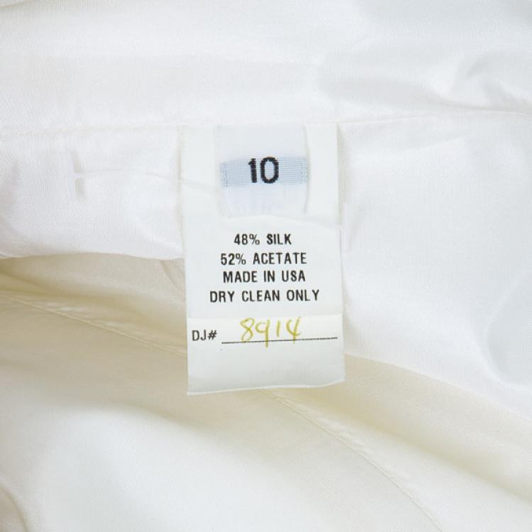 Pre Owned Reem Acra Delicate Floral Embellished Wedding Dress L