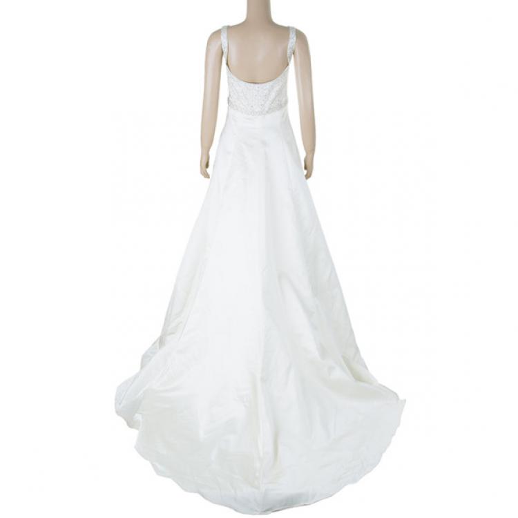 Pre Owned Reem Acra Scoop Neck Embellished Dress L