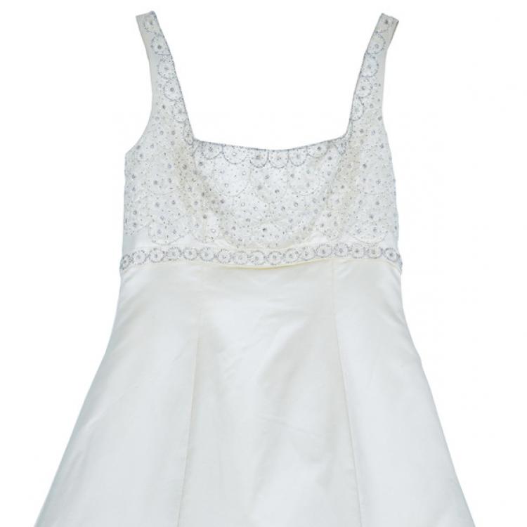 Pre Owned Reem Acra Scoop Neck Embellished Dress L