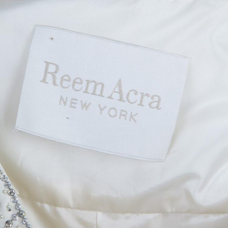 Pre Owned Reem Acra Scoop Neck Embellished Dress L