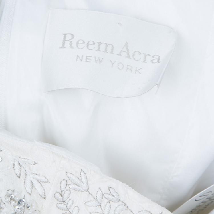Pre Owned Reem Acra Lush Embellished Wedding Gown L