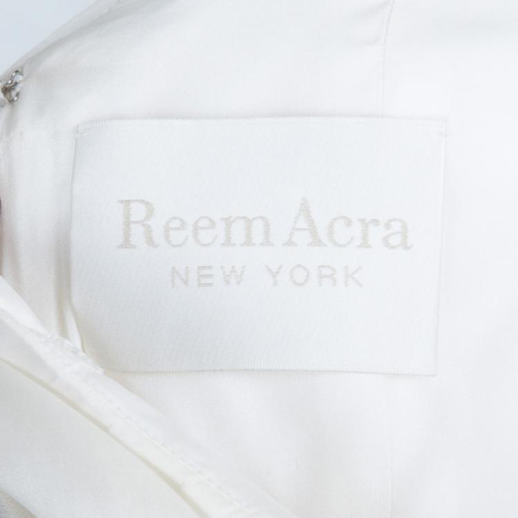 مملوكة مسبقًا Reem Acra Satin Organza Wedding Dress M