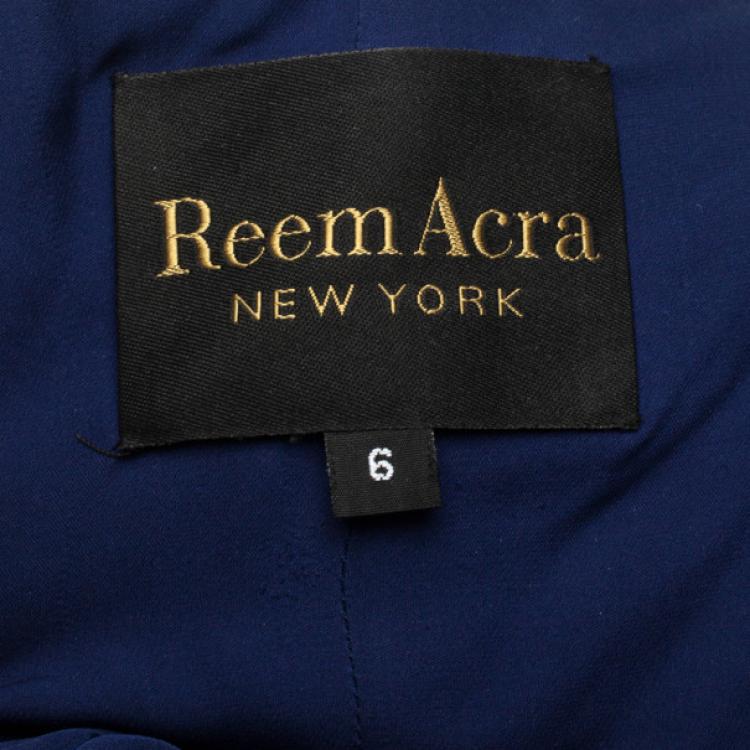 Pre Owned Reem Acra Embellished Belt Strapless Gown M