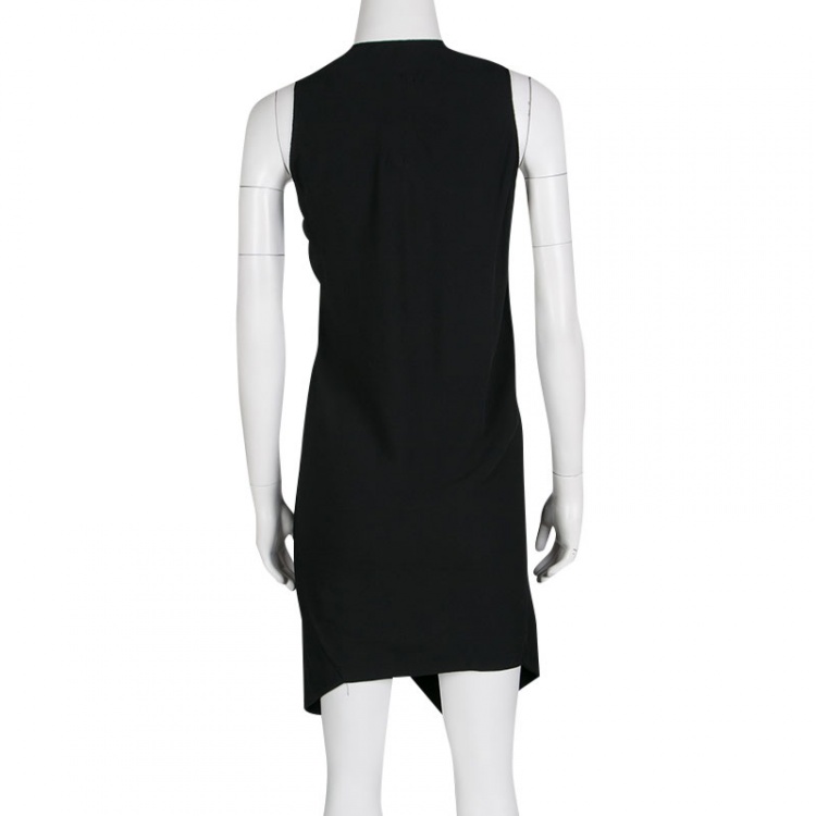 Pre Owned Rick Owens Anthem Black V Neck Sleeveless Asymmetric Tunic S