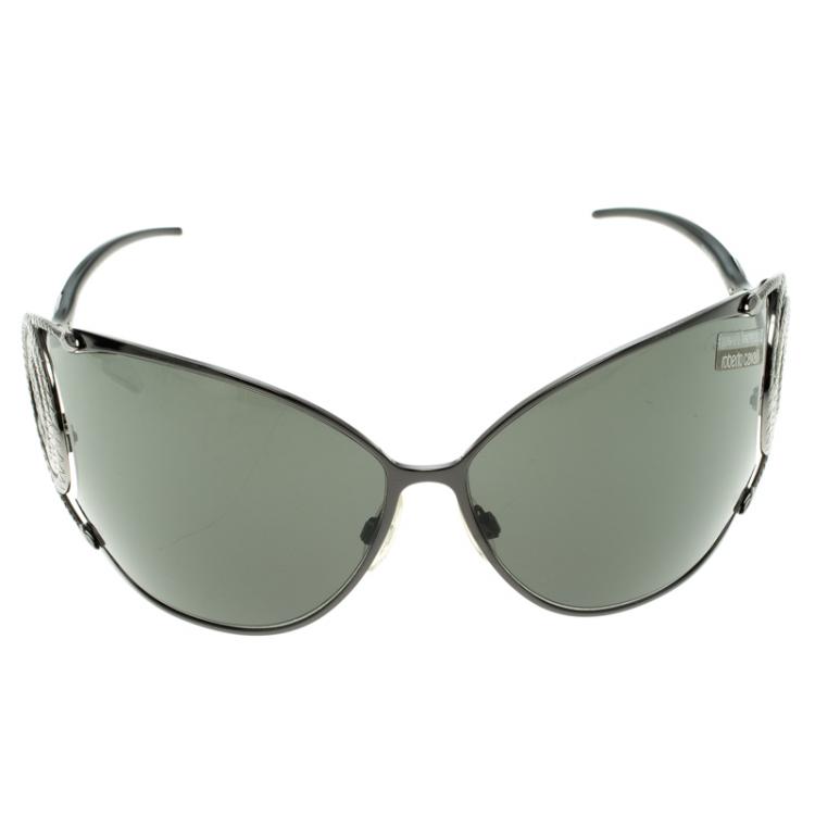 Pre Owned Roberto Cavalli Black/Gun Metal 464S Zircone Sunglasses