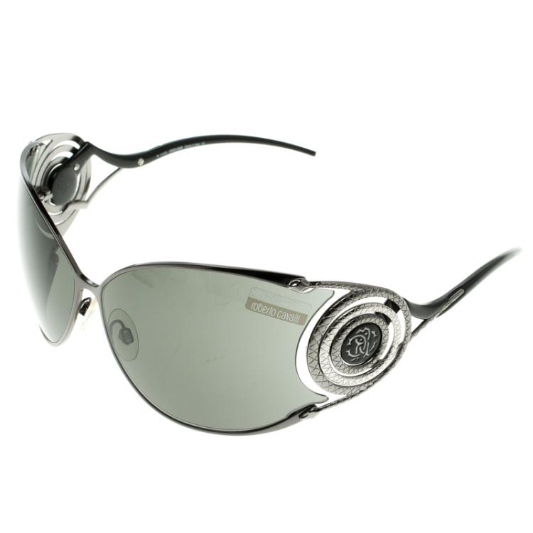 Pre Owned Roberto Cavalli Black/Gun Metal 464S Zircone Sunglasses