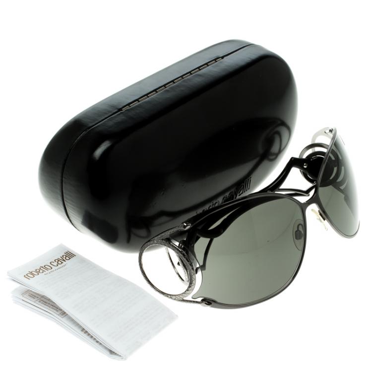 Pre Owned Roberto Cavalli Black/Gun Metal 464S Zircone Sunglasses