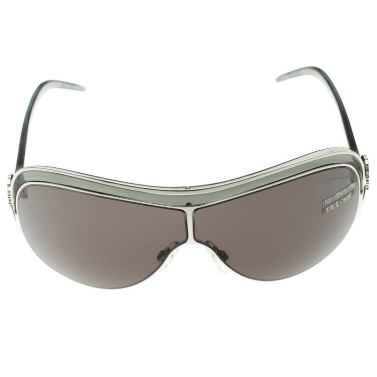 Pre Owned Roberto Cavalli Black 465S Ammazonite Shield Sunglasses