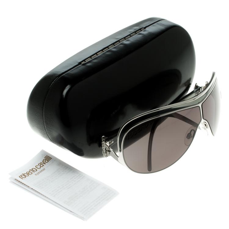Pre Owned Roberto Cavalli Black 465S Ammazonite Shield Sunglasses