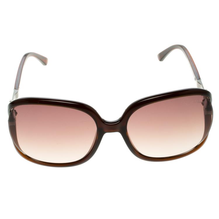 Pre Owned Roberto Cavalli Brown 591S Edera Square Sunglasses