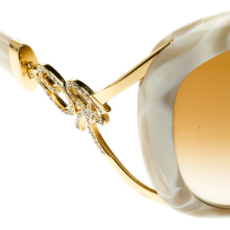 Pre Owned Roberto Cavalli Pearl White 377S Tenaro Oversized Sunglasses