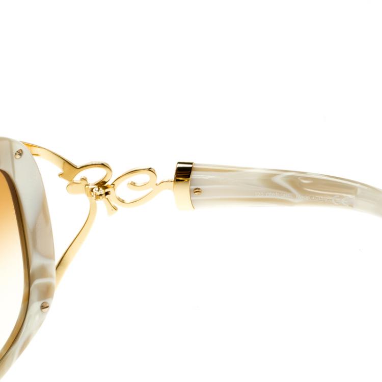 Pre Owned Roberto Cavalli Pearl White 377S Tenaro Oversized Sunglasses