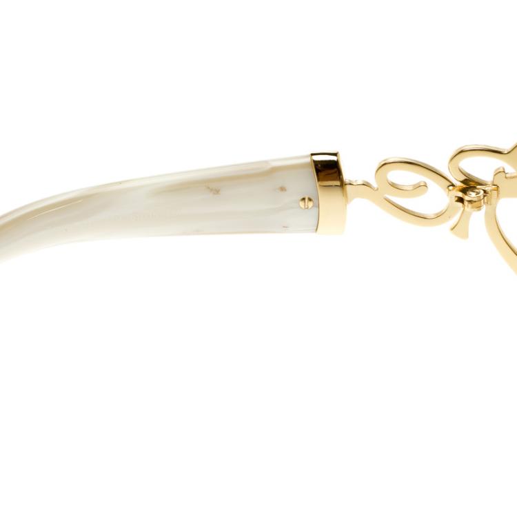 Pre Owned Roberto Cavalli Pearl White 377S Tenaro Oversized Sunglasses