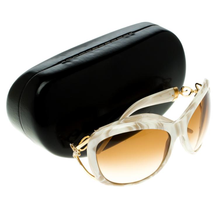 Pre Owned Roberto Cavalli Pearl White 377S Tenaro Oversized Sunglasses