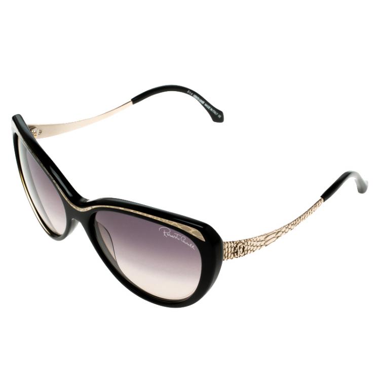 Pre Owned Roberto Cavalli Black Heze 898S Cateye Sunglasses