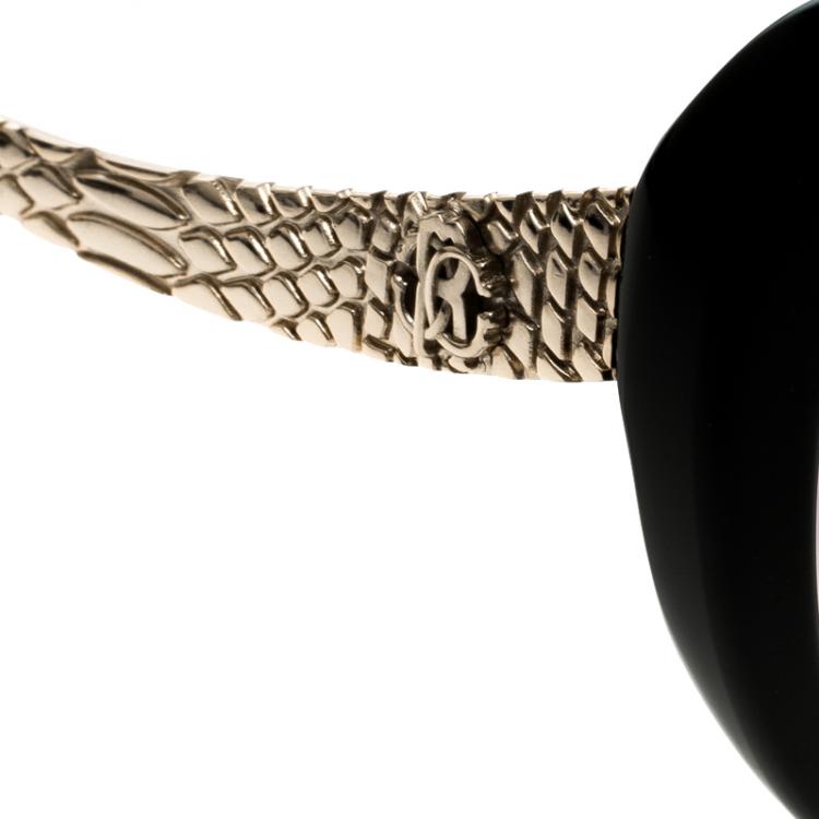 Pre Owned Roberto Cavalli Black Heze 898S Cateye Sunglasses