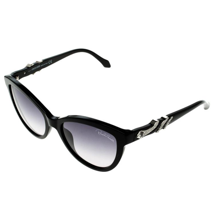 Pre Owned Roberto Cavalli Black Kuma 878S Cateye Sunglasses