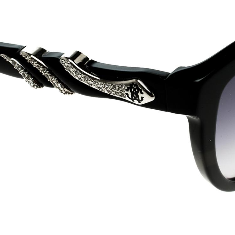 Pre Owned Roberto Cavalli Black Kuma 878S Cateye Sunglasses