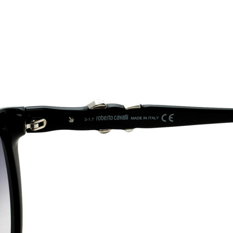 Pre Owned Roberto Cavalli Black Kuma 878S Cateye Sunglasses