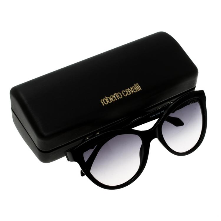 Pre Owned Roberto Cavalli Black Kuma 878S Cateye Sunglasses