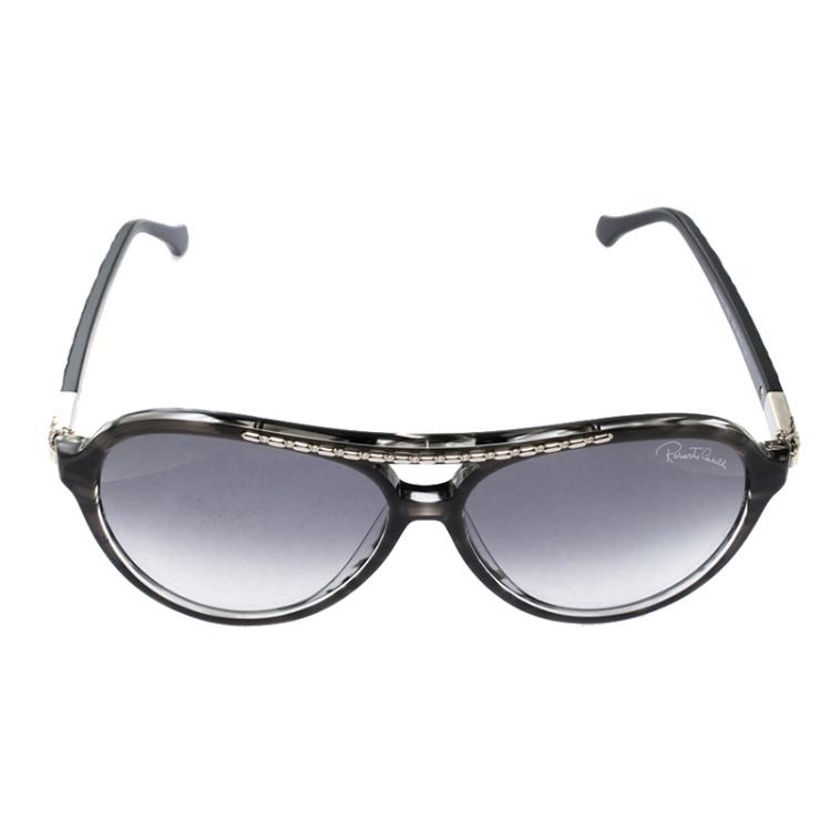 Pre Owned Roberto Cavalli Dark Grey 88S Torcularis Aviator Sunglasses