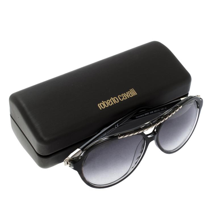 Pre Owned Roberto Cavalli Dark Grey 88S Torcularis Aviator Sunglasses