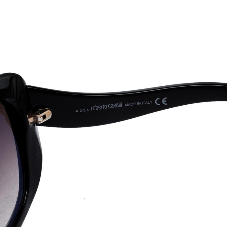 Pre Owned Roberto Cavalli Black/Brown Mirror 827S Altair Cat Eye Sunglasses