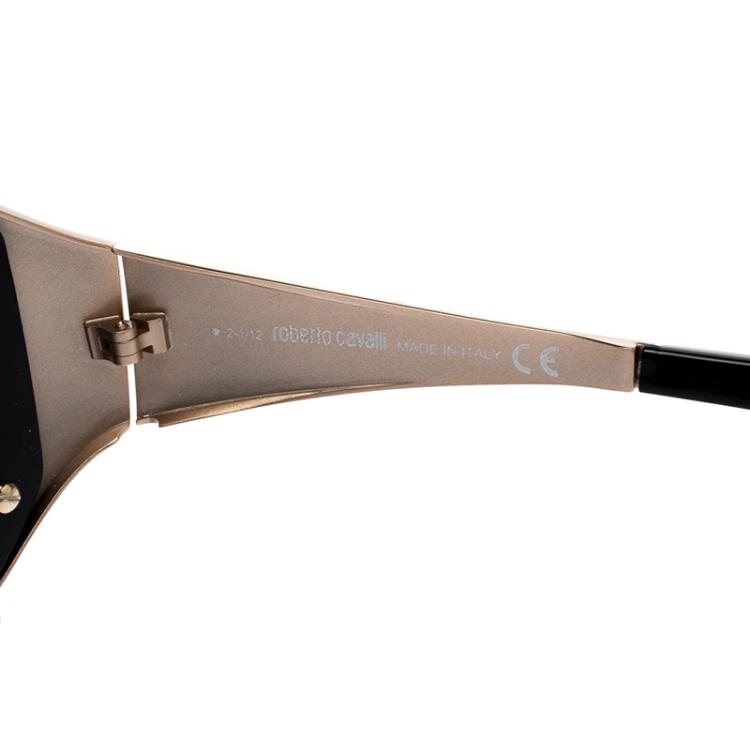 Pre Owned Roberto Cavalli Black/Gold 311S Antigone Oversized Sunglasses