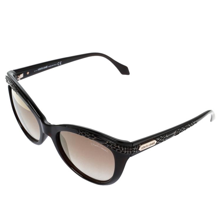 Pre Owned Roberto Cavalli Brown 789S Mirror Acubens Cat Eye Sunglasses