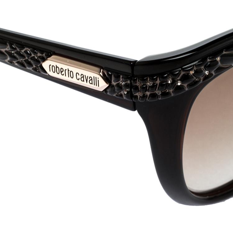 Pre Owned Roberto Cavalli Brown 789S Mirror Acubens Cat Eye Sunglasses