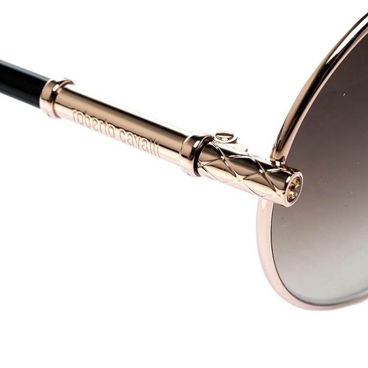 Pre Owned Roberto Cavalli Gold 832S Angetenar Round Sunglasses