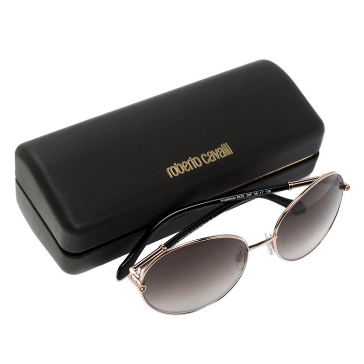 Pre Owned Roberto Cavalli Gold 832S Angetenar Round Sunglasses