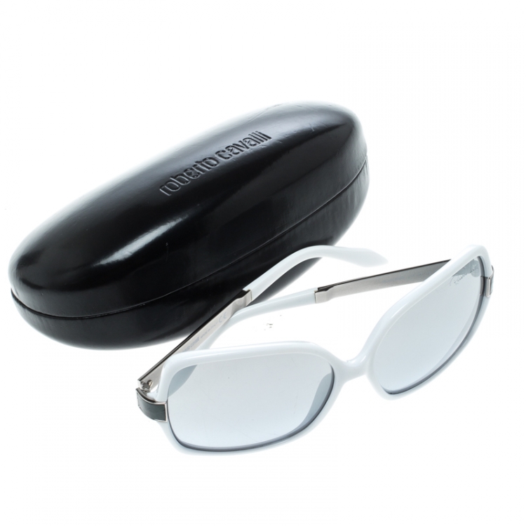 Pre Owned Roberto Cavalli White/Grey Gradient Albizia 648S Oversize Square Sunglasses