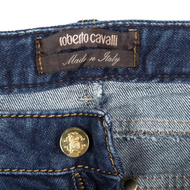 مملوكة مسبقًا Roberto Cavalli Indigo Faded Effect Denim New Eva Jeans M