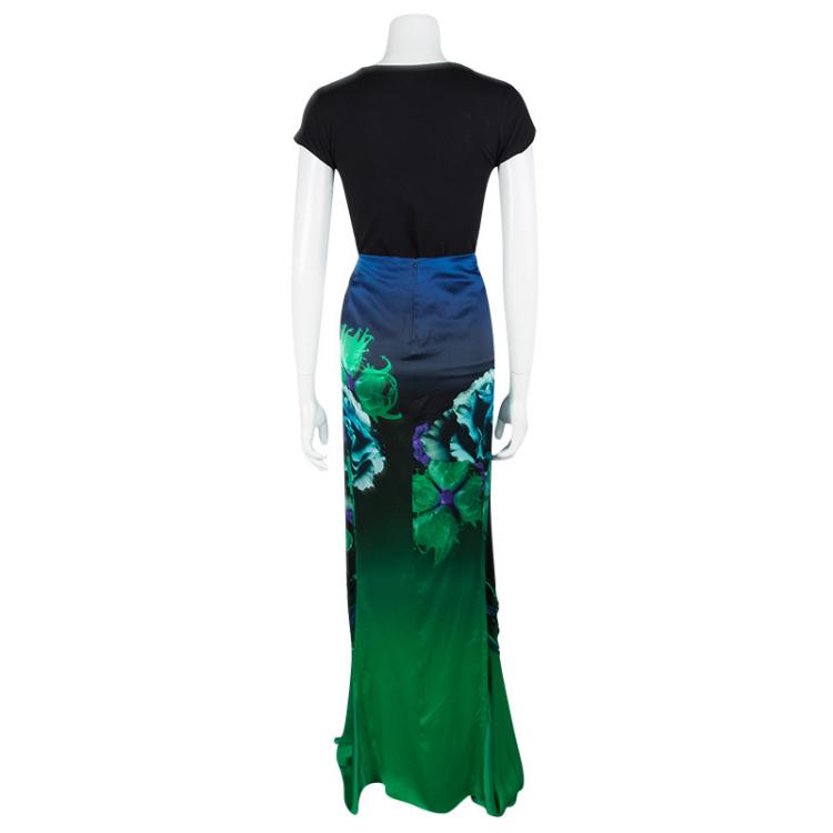 Pre Owned Roberto Cavalli Multicolor Floral Printed Silk Maxi Skirt M