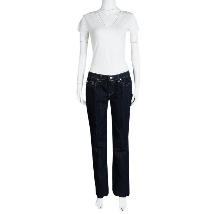 Pre Owned Roberto Cavalli Indigo Dark Wash Lurex Detail Denim Jeans M