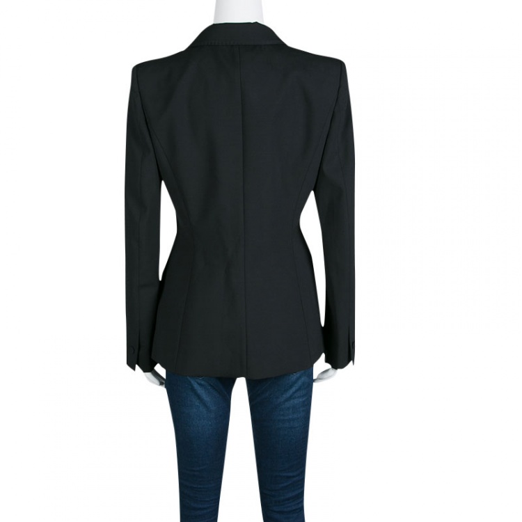 مملوكة مسبقًا Roberto Cavalli Black Wool Tailored Blazer M