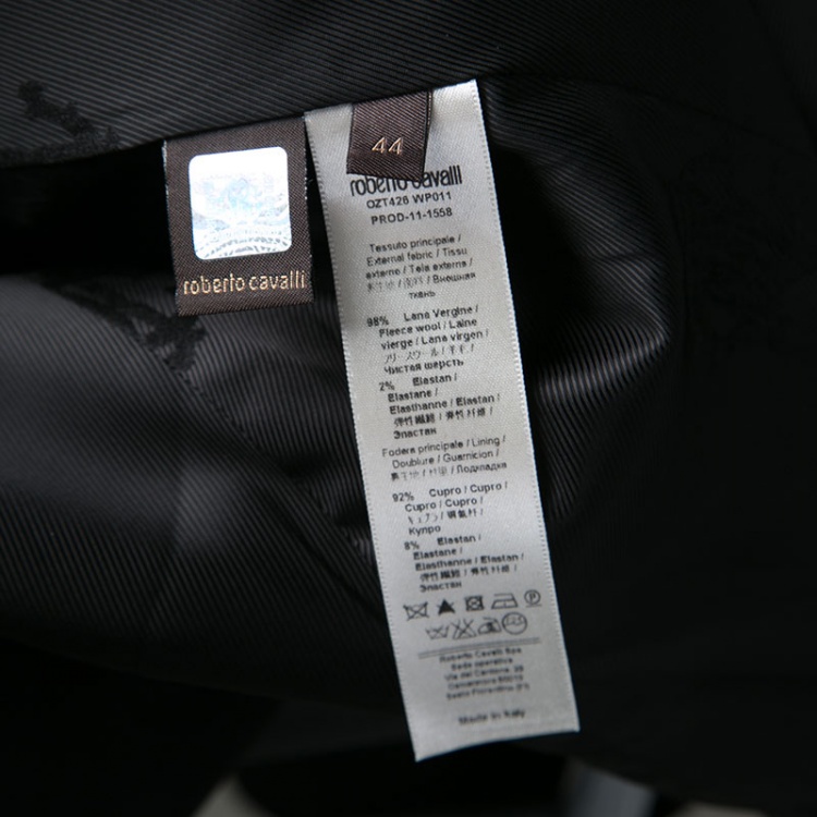 مملوكة مسبقًا Roberto Cavalli Black Wool Tailored Blazer M
