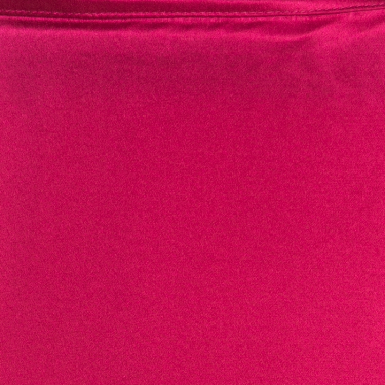 Pre Owned Roberto Cavalli Magenta Pink Silk Satin Flared Maxi Skirt L