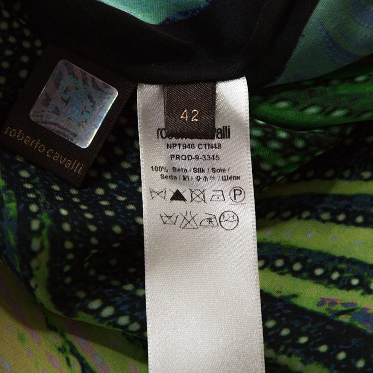 Pre Owned Roberto Cavalli Multicolor Abstract Print Silk Belted Kaftan M