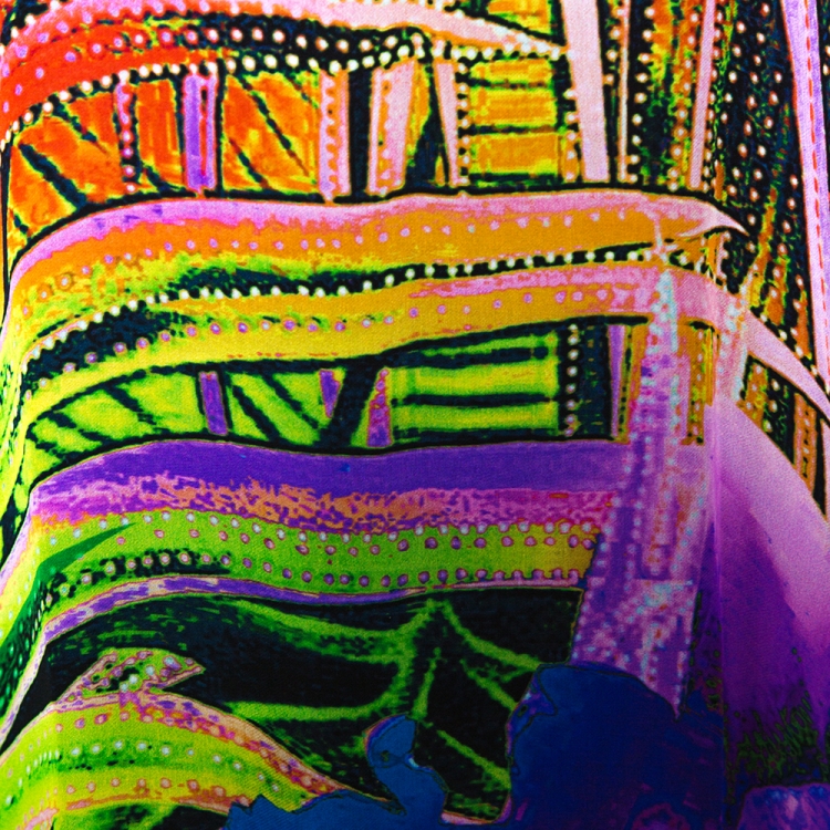 Pre Owned Roberto Cavalli Multicolor Abstract Print Silk Belted Kaftan M