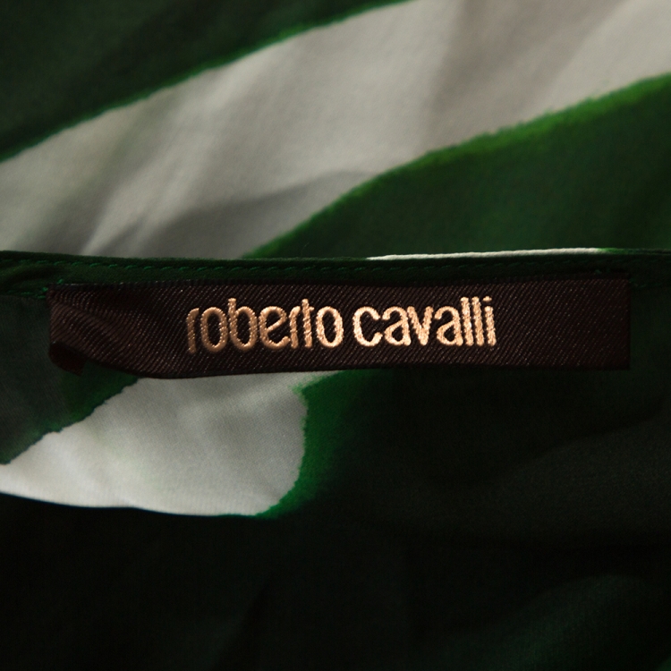 Pre Owned Roberto Cavalli Green Gaia Print Silk Chiffon Kaftan M