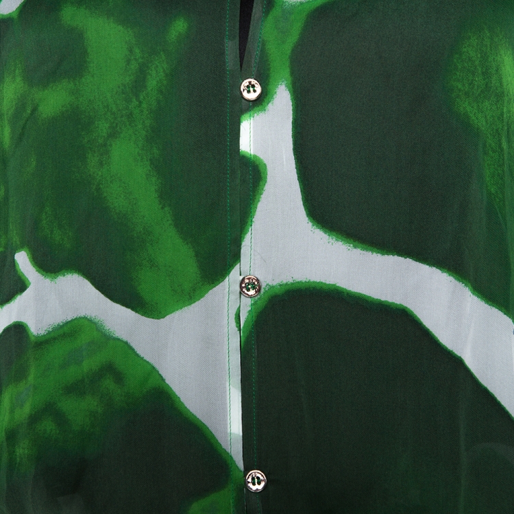 Pre Owned Roberto Cavalli Green Gaia Print Silk Chiffon Kaftan M