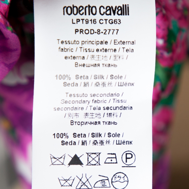 Pre Owned Roberto Cavalli Pink Floral Print Silk Kaftan Dress M