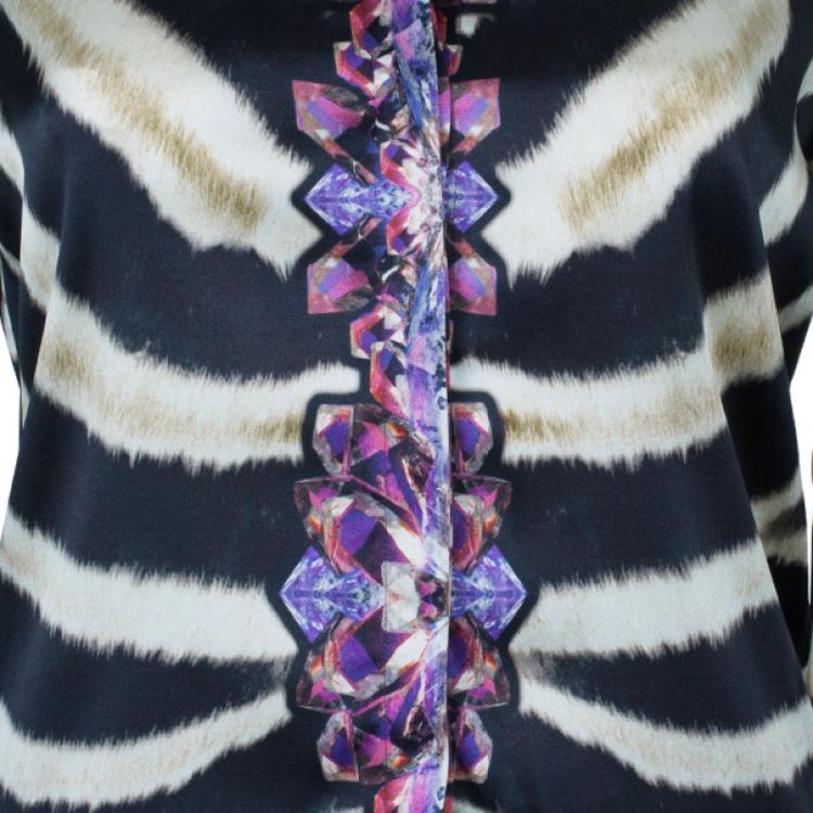 Pre Owned Roberto Cavalli Jewel Zebra Button Down Silk Shirt S